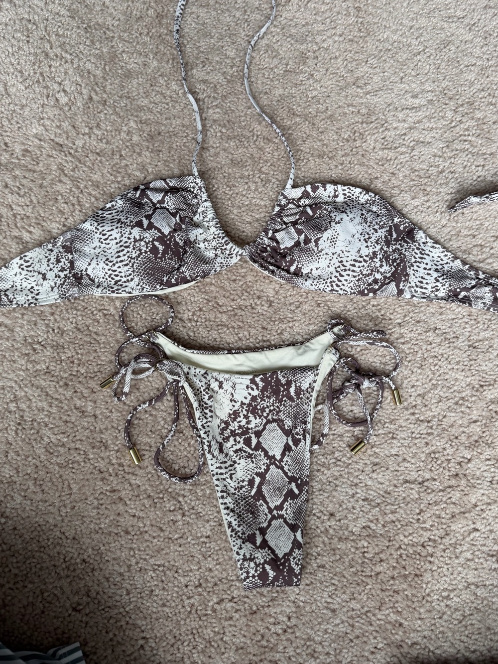 Monday swimwear Snake Print Tie-Side Bikini Set